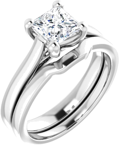 Sužadėtuvių Žiedas 14k white gold Square 5.5mm (6)