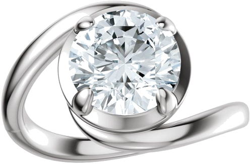 Sužadėtuvių Žiedas „Claw-Prong Solitaire Bypass“ 14k white gold Round 8.2mm (3)