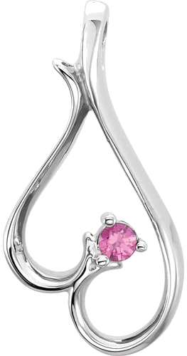 14K White 1-Stone Family Heart Slide Pendant Mounting (1)