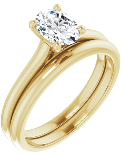 Sužadėtuvių Žiedas „Solitaire“ 585 Geltonojo Aukso Oval 7mm x 5mm (6)