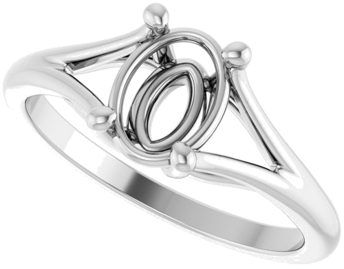 Sužadėtuvių Žiedas „Solitaire Split-Shank“ 14k white gold Oval 8mm x 6mm (5)