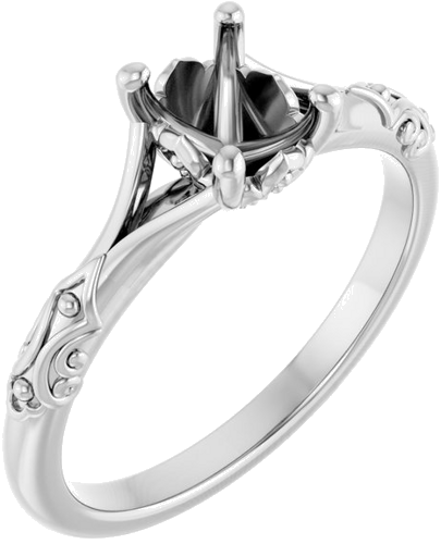 Sužadėtuvių Žiedas „Solitaire Split Shank“ 585 Baltojo Aukso Oval 7mm x 5mm (1)