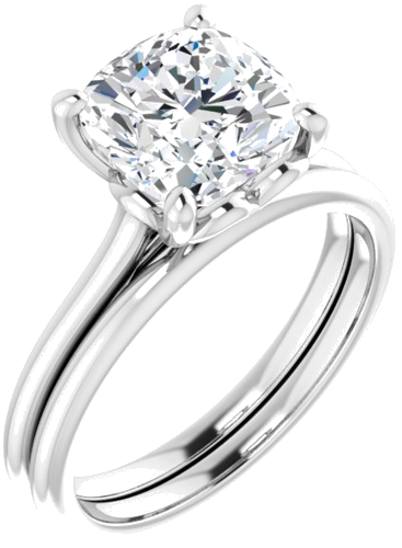 14K White  8 mm Cushion Solitaire Engagement Ring Mounting (6)