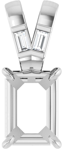 14K White 7x5 mm Emerald .03 CTW Natural Diamond Semi-Set Pendant (1)