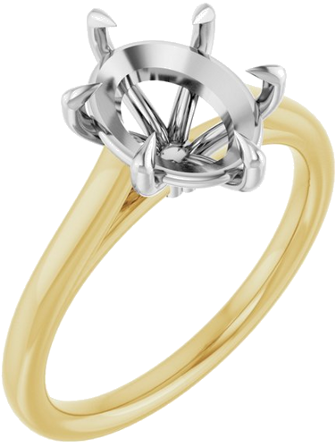 Sužadėtuvių Žiedas „Claw-Pong“ 14k yellow/white gold Oval 10mm x 8mm (1)