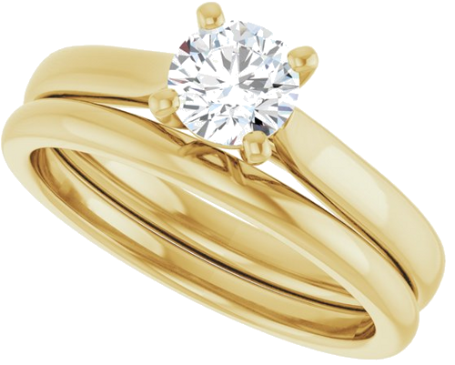 Sužadėtuvių Žiedas „Solitaire“ 585 Geltonojo Aukso Round 5.2mm (10)