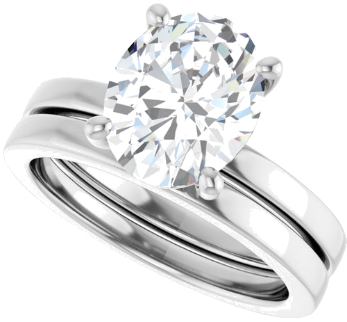 Sužadėtuvių Žiedas „Solitaire“ 14k white gold Oval 10mm x 8mm (10)