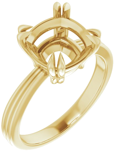 Sužadėtuvių Žiedas „Double Claw-Prong Solitaire“ 14k yellow gold Cushion 9mm (1)