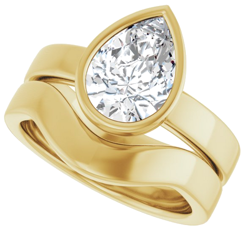 Sužadėtuvių Žiedas „Bezel-Set Solitaire“ 14k yellow gold Pear 10mm x 7mm (10)
