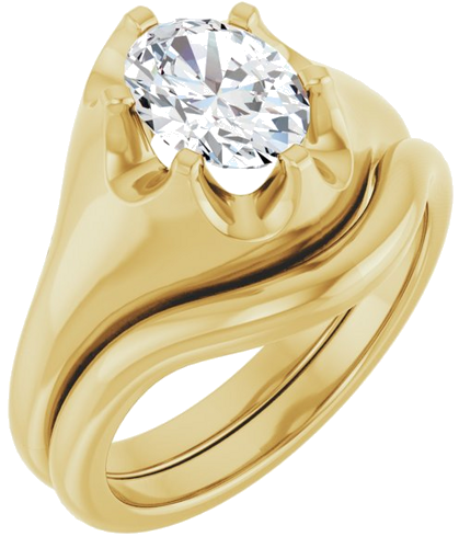 Sužadėtuvių Žiedas „Solitaire Belcher“ 14k yellow gold Oval 8mm x 6mm (6)