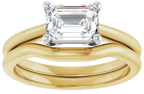 Sužadėtuvių Žiedas „Solitaire“ 585 Baltojo Ir Geltonojo Aukso Emerald 7mm x 5mm (8)