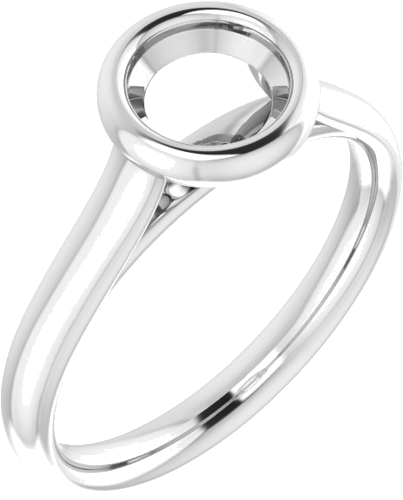 14K White  6 mm Round Solitaire Engagement Ring Mounting (1)