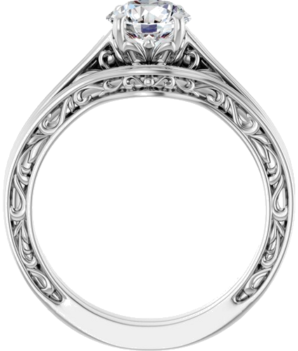 Sužadėtuvių Žiedas „Solitaire“ 585 Baltojo Aukso Round 6.5mm (7)