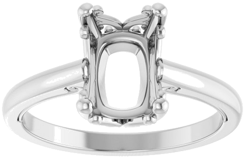 Sužadėtuvių Žiedas „Solitaire Vintage-Inspired Scroll“ 14k white gold Elongated Cushion 9mm x 7mm (3)