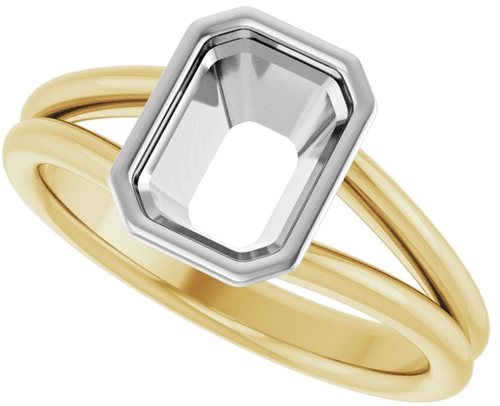 14K Yellow   White 8x6 mm Emerald Engagement Ring Mounting (5)