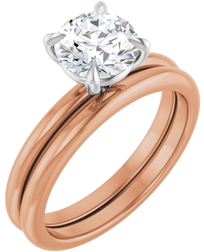 Sužadėtuvių Žiedas 585 Baltojo Ir Rožinis Aukso Round 7mm (6)