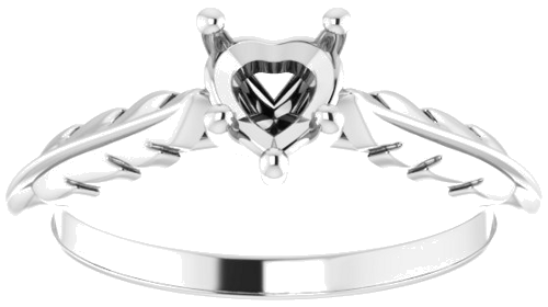 Sužadėtuvių Žiedas „Solitaire Leaf“ 10k white gold Heart 5mm (3)