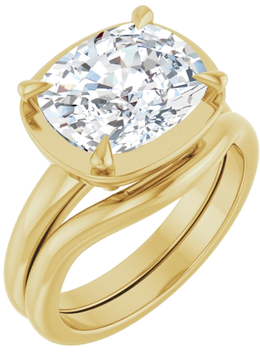 Sužadėtuvių Žiedas „Claw-Prong Solitaire Bezel-Style“ 14k yellow gold Elongated Cushion 11mm x 9mm (6)