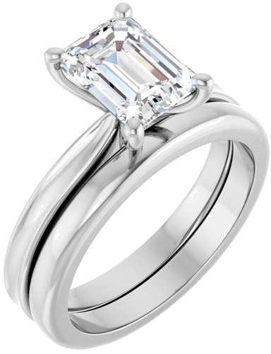 Sužadėtuvių Žiedas 14k white gold Emerald 8mm x 6mm (6)