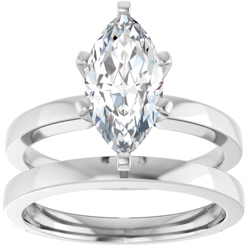 Sužadėtuvių Žiedas „Solitaire“ 585 Baltojo Aukso Marquise 12mm x 6mm (8)