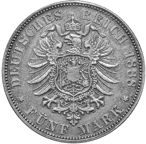 5 марок Charles I (1874–1888) Германская империя серебряная монета (2)