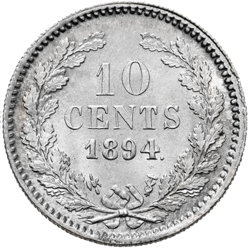 10 Centų Vilhelmina I (1892-1897) Nyderlandai sidabrinė moneta (2)