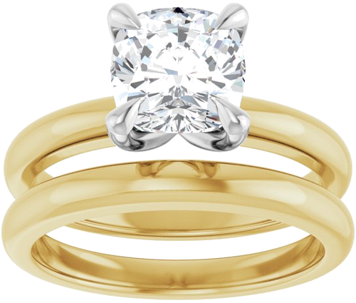 Sužadėtuvių Žiedas „Claw-Prong Solitaire“ 14k yellow/white gold Cushion 7mm (8)