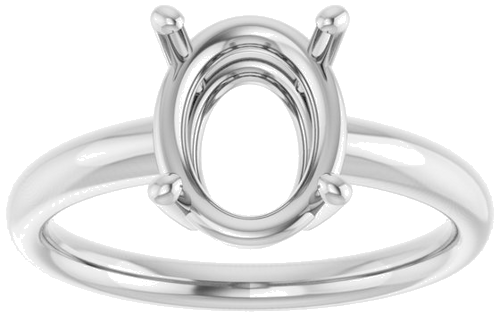 14K White 10x8 mm Oval Engagement Ring Mounting (3)