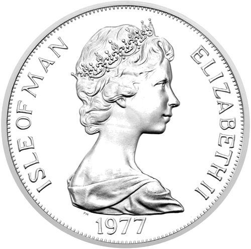 1 krona Karalienes sudraba jubileja 1977 Mena sala sudraba monēta (2)