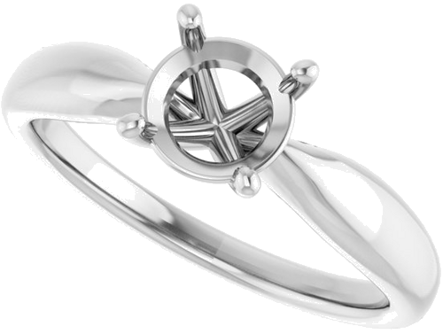 14K White  6.5 mm Round Solitaire Engagement Ring Mounting (5)