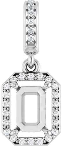 Pakabukas „Accented Halo-Style“ 14k white gold Emerald 7mm x 5mm (1)