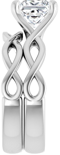 Sužadėtuvių Žiedas „Solitaire Rope“ 14k white gold Square 6.5mm (9)