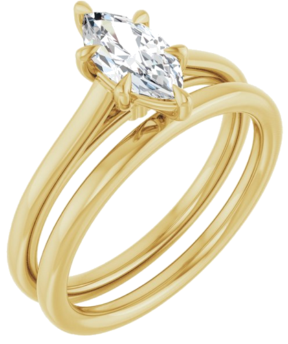 Sužadėtuvių Žiedas „Claw-Pong“ 10k yellow gold Marquise 9mm x 4.5mm (6)