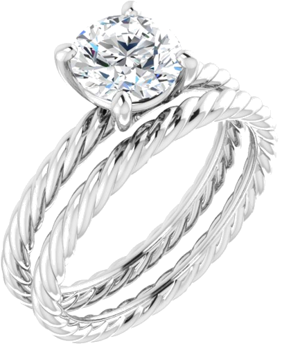Sužadėtuvių Žiedas „Solitaire Rope“ 14k white gold Round 6.5mm (6)