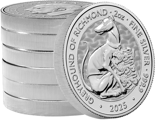 2025 United Kingdom Royal Tudor Beasts: Greyhound of Richmond 2 oz Silver Coin (3)