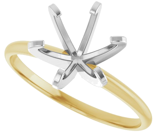 14K Yellow White 7.8-8.6 mm Round 6-Prong Solitaire Engagement Ring Mounting (5)
