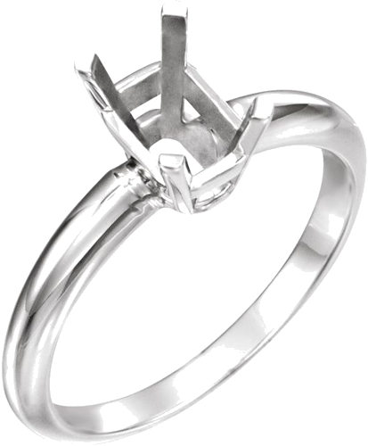 Sužadėtuvių Žiedas „Solitaire“ 585 Baltojo Aukso Emerald Cut 8mm x 6mm (1)