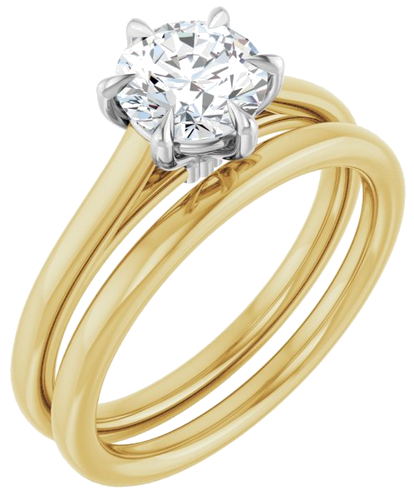 Sužadėtuvių Žiedas „Claw-Pong“ 14k yellow/white gold Round 6.5mm (6)