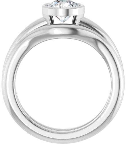 Sužadėtuvių Žiedas „Bezel-Set Solitaire“ 14k white gold Round 6.5mm (7)