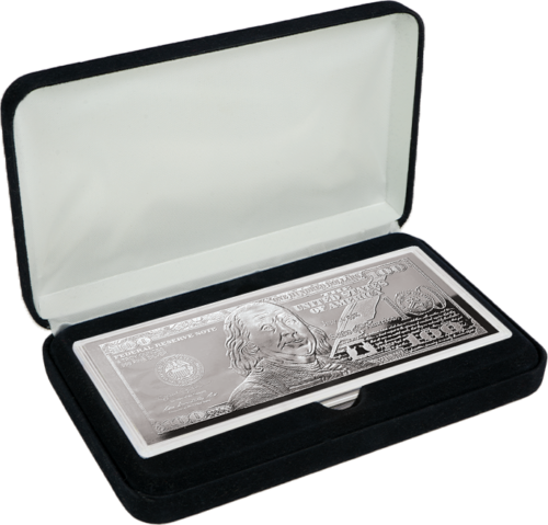 4 oz Серебряная банкнота 100 долларов США Бенджамин Франклин 2014 (3)