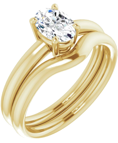 Sužadėtuvių Žiedas „Solitaire“ 585 Geltonojo Aukso Oval 7mm x 5mm (6)