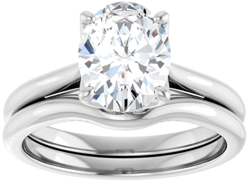 14K White  9x7 mm Oval Solitaire Engagement Ring Mounting (8)