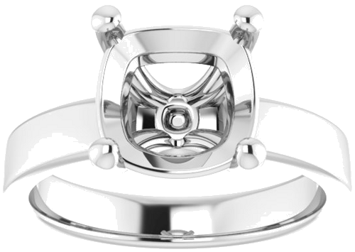 Sužadėtuvių Žiedas „Solitaire“ 14k white gold Cushion 9mm (3)