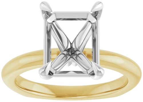 Sužadėtuvių Žiedas „Claw-Prong Euro Shank“ 14k yellow/white gold Emerald 10mm x 8mm (3)
