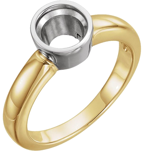 Sužadėtuvių Žiedas „Bezel-Set Solitaire“ 14k yellow/white gold Round 6.5mm (1)