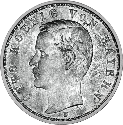 5 марок Отто 1891-1913 Королевство Бавария серебряная монета (1)