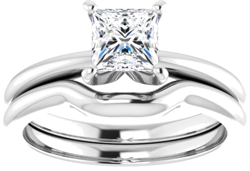 Sužadėtuvių Žiedas „Solitaire“ 14k white gold Square 5mm (8)