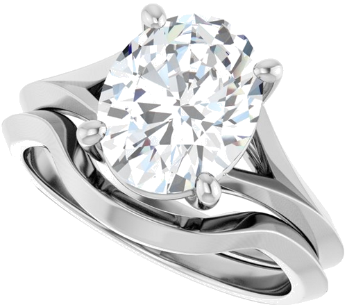 Sužadėtuvių Žiedas „Solitaire Split Shank“ 10k white gold Oval 10mm x 8mm (10)