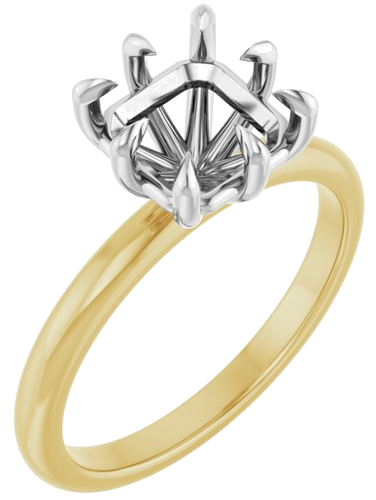 Sužadėtuvių Žiedas „Claw-Prong“ 14k yellow/white gold Asscher 7mm (1)