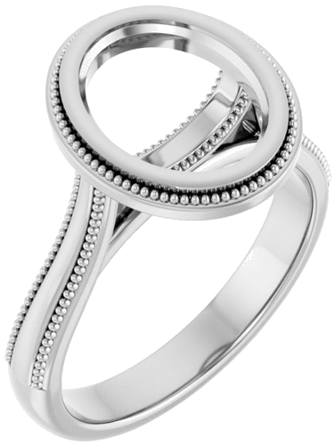 14K White 10x8 mm Oval Solitaire Engagement Ring Mounting (1)
